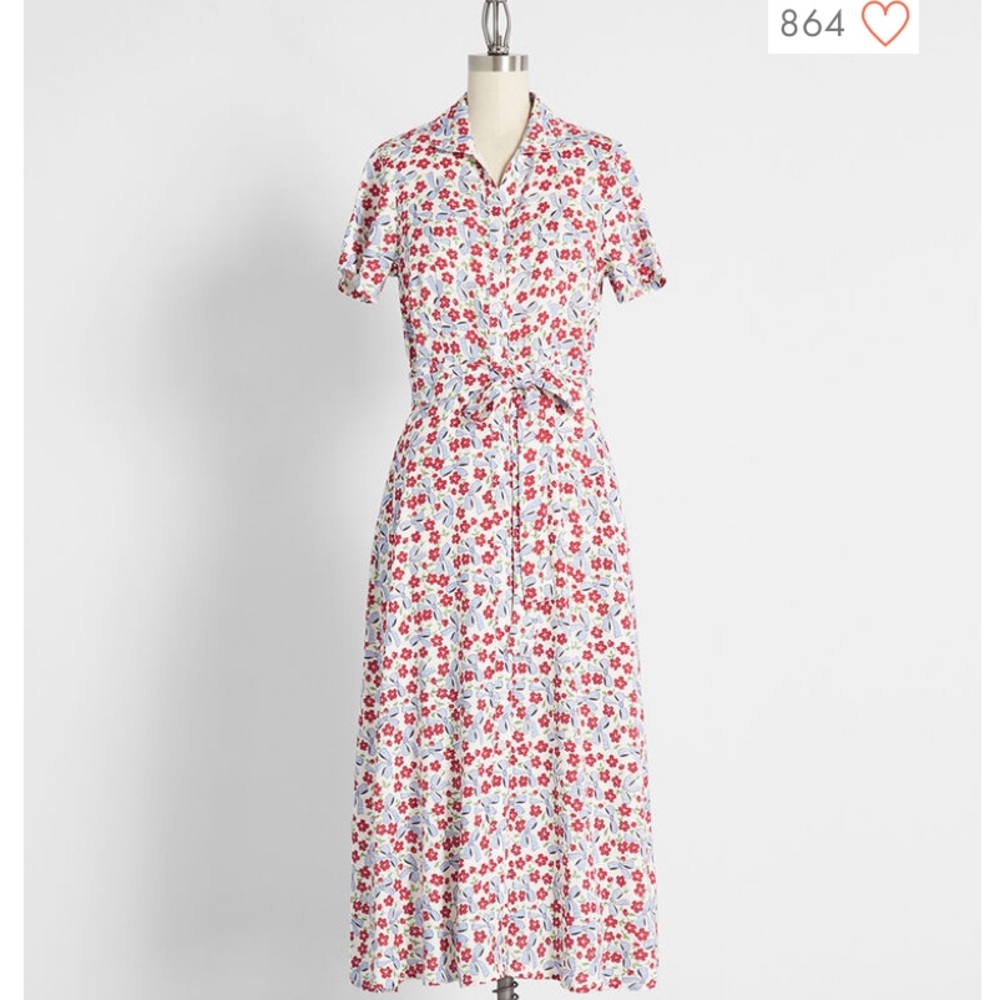 Blue and red floral dress